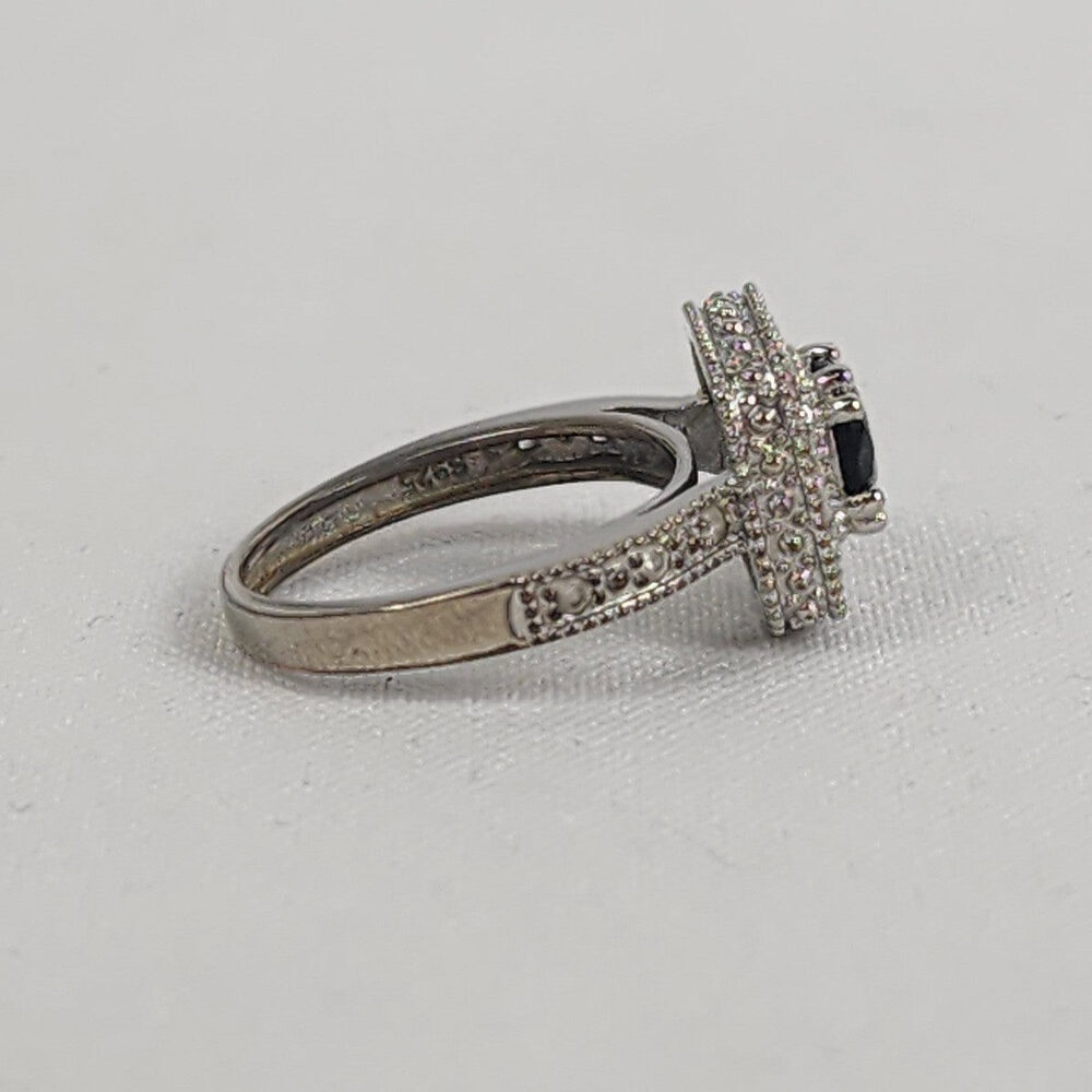 925 Sterling Silver Black Square Stone Ring Size 9 - Picture 3 of 8